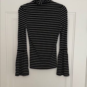 PAIGE  Striped Knit Turtleneck with flaired sleeves